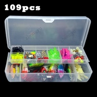 109Pcs/Set Classic Artificial Bait Freshwater Seawater Sequins Soft Bait Ray Frog Minnow Bait Fishin