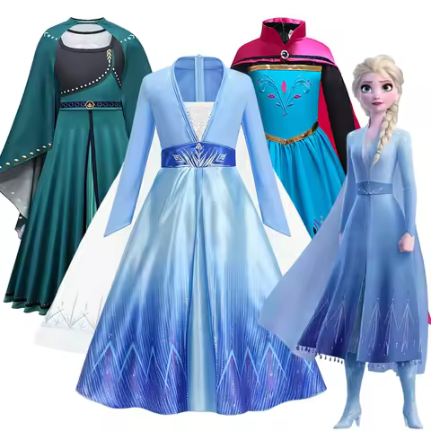 Frozen Elsa Anna Princess Dress Girls Disney Costume Birthday Party Vestidos Halloween Cosplay Carni