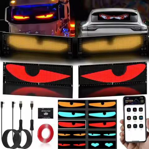2PCS Devil Eyes Light Sign LED Eyes Animated for Car Truck Windshield DIY Dynamic Programmable Led W