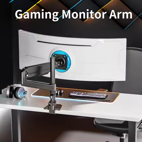 Heavy Duty Monitor Arm for 17-60 Inch Monitor Fully Adjustable Desk Mount Stand White H9 Fits 57 55 