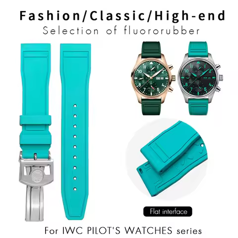 Orange Blue Fluororubber Watchband 20mm 21mm 22mm Fit for IWC Pilot Portofino TOP GUN Series IW38811