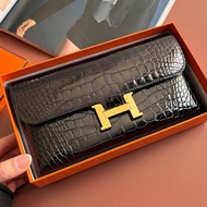 A刻 ::HERMES::  Constance 黑色鱷魚 方塊鱷 長夾 康康長夾