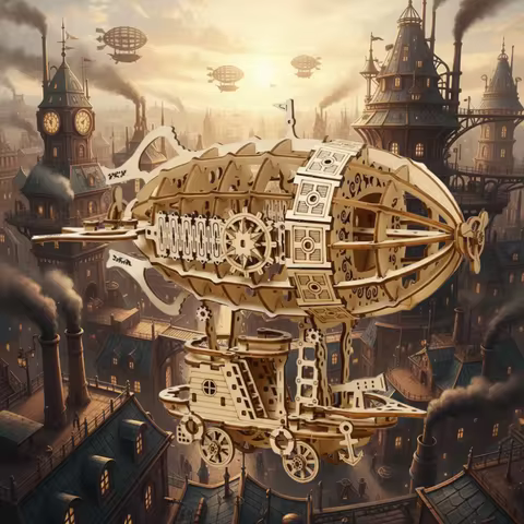 Wooden Construction Airship Model Hand Craft 3D Puzzle 3D Wooden Puzzle Mechanical Design Mechanical