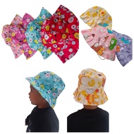 Children's hats, children's bucket hats, floral and character motifs, hats for ages approximately 1 