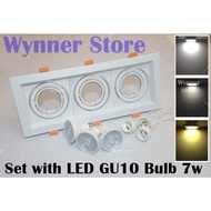Designer Light Eyeball Casing Set with GU10 Led Bulb Triple Holder White Casing Square Lampu Effect (EB-3H/GU10-SQ-WH)