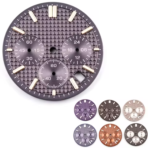 31.8mm VK63 Watch Dial Waffle Tapisserie Grid Texture No Logo For Seiko AP Royal Oak VK63 Quartz Mov