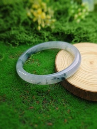 招財•特色•療癒|潑墨冰藍飄花|緬甸A貨翡平安手鐲#55#18