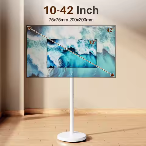 Adjustable Mobile TV Stand-360° Rotating Floor Mount for 10-46" OLED/LED Screens,Portrait/Landscape 