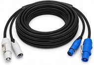 3x2.5mm² Powercon to Powercon & 3-Pin XLR Male to Female Hybrid Cable, Professional Power & DMX/Audi