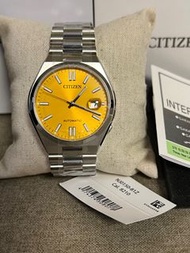 Citizen 星辰錶： 私人收藏品 全新 行貨 未改帶 有單有保養 40mm 透底 Automatic 自動錶 Yellow 黄色面 NJ0150-81Z