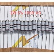 (Combo of 10) Resistor 2W 100Ω 100R 100ohm error 5% High quality paper blister pack (Combo)