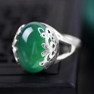 Hot sale แหวนพลอย แหวนหยก หยกพม่าแท้ แหวน แหวนแฟชั่น Jade Ring แหวนอาเกตเทียมสตรีแหวนปรับได้สีเขียวสไตล์วินเทจสำหรับเป็นของขวัญเครื่องประดับสำหรับผู้หญิง เงินแท้ 925 เคลือบทองคำขาว แหวน แหวนแฟชั่น แหวนทอง ทองชุบประดับหินหยกเขียว ม่ลอกไม่ดำดีไซน์เรียบหรู