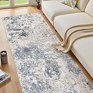 Hallway Washable Runner Rug: 3x8 Abstract Modern Soft Stain Resistant Non-Slip Backing Runner for fo