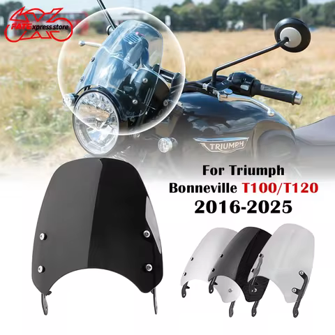 For Triumph Bonneville T100 T120 T 100 120 Motorcycle Windshield Windscreen Fly Screen Shield Wind D