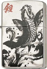 Zippo - ZBT-3-286B 日本圖案 銀色古董 上升鯉魚 防風打火機 | ZIPPO 指定授權經銷商 | 美國製造 | 收藏