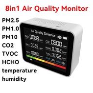 Monitor Kualiti Udara 8 dalam 1 Meter CO2 Pengesan Karbon Dioksida CO2 TVOC HCHO PM2.5 PM1.0 PM10 Pe