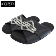 Balenciaga Sunset 平底穆勒鞋 BB LogoPlate皮革涼鞋，男款，黑色，43 碼，828478，25SS，43 碼 [二手]