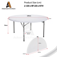 ACKERMAN 4ft/5ft/5.7ft Round Fold in Half Table Folding Table Dining Buffet Table Restaurant/ Meja L