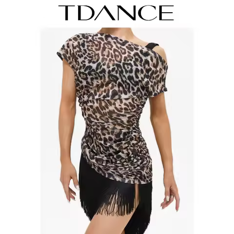 Customized TDANCE Latin Practice Dress [Slant Shoulder Drawn Fold Over] Paired with Autumn Lightweig