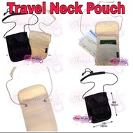 [SG SELLER] Travel Neck Pouch Anti Theft Passport Holder Money Notes Currency Card Bag Many Compartm
