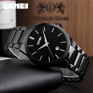 Jam Tangan Pria / SKMEI 9140 Analog Date / Jam Tangan Stainless Steel Analog / SKMEI