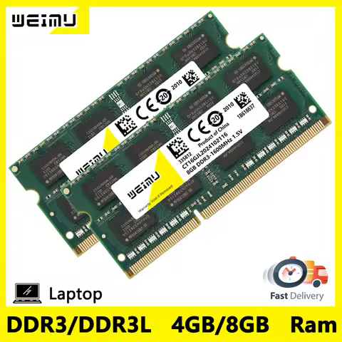 DDR3 DDR3L 4GB 8GB Memoria Ram PC3 8500 10600 12800 204Pin PC3L 1066 1333 1600 1866MHZ NON-ECC Sodim