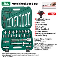 ISKU Kunci Sok Set 51pcs/53pcs/37pcs/82pcs Tool Kit Set 24gigi/72gigi Kunci Shock Set Lengkap Kunci 