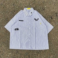 KEMEJA WP Company - Boxy Mavi Blue WorkShirt Stripe Short Shirt