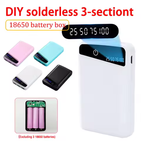 18650 DIY Power Bank Case 3 USB Output Ports Plastic Shell Box with LCD Display Mobile Power Bank Ca