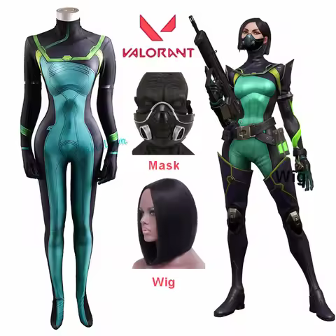 Game VALORANT Cosplay Viper Bodysuit Women Girls Snake Sabine Assasin Viper Cosplay Halloween Costum