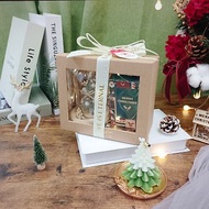 聖誕樹蠟燭×永生聖誕樹LED玻璃罩 交換禮物盒/雪花白/附燭台、燈