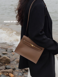 กระเป๋าสะพายข้างหนังวัวชั้นบน Evercolor Dancing Bag Kelly Style กระเป๋าสะพายข้างแบบสะพายข้างใต้วงแขน