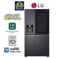 LG Side by Side Refrigerator with InstaView & Door in Door Fridge Peti Sejuk (635L) GC-X257CQES