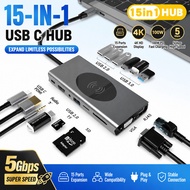 15 in 1Type c Docking Station USB3.0 Support Mobile Phone 15W Wireless Charging Docking Station