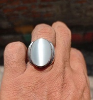 Cincin Batu Akik Biduri Bulan Mata Kucing Jumbo 20x15 mm