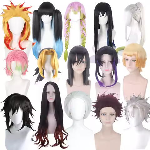 Synthetic Anime Cosplay Wig Fox-Inspired Ombre Mantis Wolfcut Long Hair Top Lace Scalp Party Costume