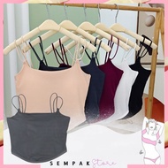 SS BR6985 Women's Tank Top Cross Back Strap Singlet Fashion Wire Free Sexy Tank Top Basic With Cup W