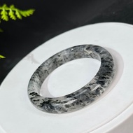 冰透水晶共生雲母手鐲56MM 星光墨綠雲母片 唯美異象 水潤天成