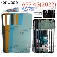 For OPPO A57 4G(2022) / A57S Back Cover Back Door Middle Frame With Side button Back Cover With Lens