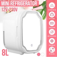 Refrigerator For Cosmetics With Mirror Mini Skincare Beauty Fridge Makeup Cooler Warmer Freezer For Home/Car 8L 220V/12V