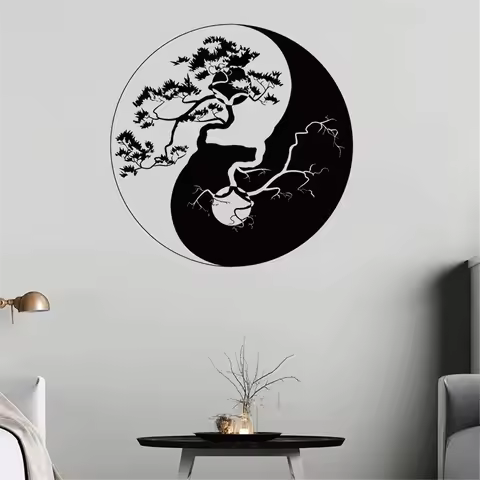 1 pc nice Yin Yang Zen Philosophy Tree Asian Wall Sticker Wall Decal Sticker Home Decor For Home Dec