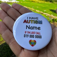 Pin Button Badge Autism Awareness 58mm