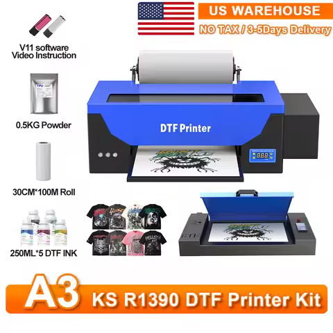 A3+ DTF Printer R1390 DTF Transfer Impresora For T-shirt Printing Machine with White Ink Circulate A