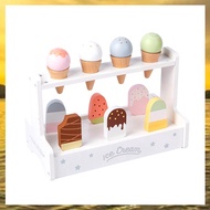 (HARB) Wooden Play House Kitchen Toy Pretend Play Ice Cream Fruit Barbecue Set Mini Food Education K