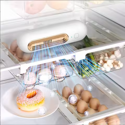 2 in 1 Rechargeable Fridge Deodorizer & Air Purifier Ozone Ion Sterilizer Extend Food Life Remove Od
