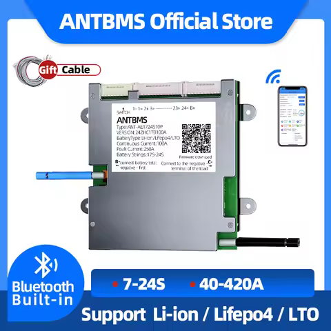 smart BMS ANT BMS 7S to 16S 17S 18S 19S 20S 21S 22S 23S 24S Li-ion LiFePo4 LTO Battery 40A 80A 110A 