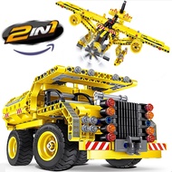 STEM Building Toy for Boys 8-12 Build a Dump Truck or Airplane 2 in 1 Construction Engineering Kit (