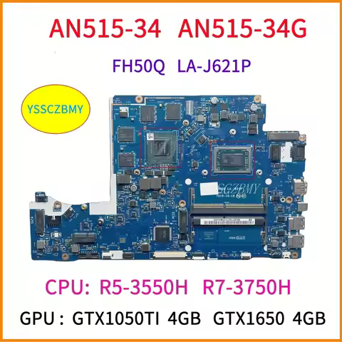 LA-J621P For ACER Nitro 5 AN515-34 AN515-34G Laptop Motherboard With CPU R5-3550H R7-3750H / GPU GTX
