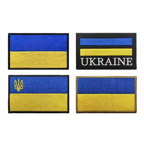 1PC Ukrainian flag Ukraine Patch Stripes Badge Tags Chevrons Military Armband Iron On Or Hook Loop E