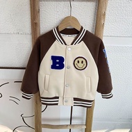 KLIKEN ID Jacket Varsity Bomber ModelOriginal for Unisex Kids Inisal B SMILE (CUSTOMIZE INITIALS IN/